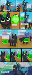 Size: 1124x2641 | Tagged: safe, artist:oblivionwings, queen chrysalis, oc, oc:mimicry, changeling, hybrid, nymph, turtle, g4, comic, ice cream, interspecies offspring, mommy chrissy, offspring, parent:queen chrysalis, parent:shining armor, parents:shining chrysalis, tongue out