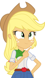 Size: 5005x8562 | Tagged: safe, artist:luckreza8, applejack, equestria girls, g4, my little pony equestria girls: friendship games, .svg available, absurd resolution, clothes, cowboy hat, denim skirt, female, freckles, hand on hip, hat, inkscape, simple background, skirt, solo, stetson, transparent background, vector