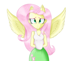 Size: 1280x1024 | Tagged: safe, artist:mlp-firefox5013, fluttershy, equestria girls, g4, clothes, female, ponied up, pony ears, simple background, solo, tank top, transparent background, winged humanization