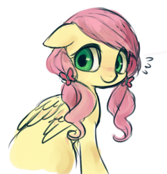 Size: 568x590 | Tagged: safe, artist:kei05, fluttershy, pegasus, pony, g4, alternate hairstyle, cute, female, mare, shyabetes, simple background, smiling, solo, white background