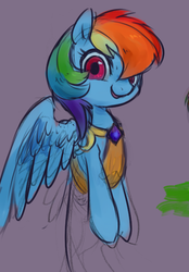 Size: 439x629 | Tagged: dead source, safe, artist:kei05, rainbow dash, pegasus, pony, g4, alternate hairstyle, clothes, dress, female, gala dress, mare, solo, spread wings, wings