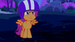 Size: 536x302 | Tagged: safe, edit, edited screencap, screencap, rainbow dash, scootaloo, g4, sleepless in ponyville, angry, animated, female, helmet