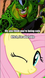 Size: 640x1086 | Tagged: safe, fluttershy, g4, cell, cell (dragon ball), dragon ball, dragonball z abridged, meme, semi-perfect cell