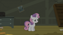 Size: 617x340 | Tagged: safe, artist:agrol, sweetie belle, pony, unicorn, g4, animated, cute, diasweetes, female, scared, solo, startled