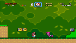 Size: 1280x720 | Tagged: safe, pinkie pie, g4, crossover, male, mario, pixel art, super mario bros., super mario world, wrong aspect ratio
