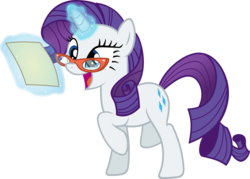 Size: 6000x4290 | Tagged: safe, artist:slb94, rarity, pony, unicorn, canterlot boutique, g4, absurd resolution, excited, female, happy pony, magic, mare, reading, simple background, solo, transparent background, vector