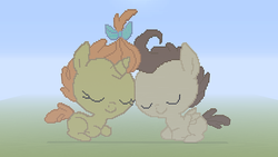 Size: 1280x720 | Tagged: safe, pound cake, pumpkin cake, g4, cake twins, minecraft, minecraft pixel art, pixel art