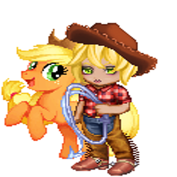 Size: 400x400 | Tagged: safe, artist:theanimefanz, applejack, human, g4, boots, cowboy boots, cowboy hat, cowgirl, hat, humanized, pixel art, shoes, whip