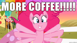 Size: 610x343 | Tagged: safe, edit, edited screencap, screencap, pinkie pie, g4, coffee, excited, image macro, meme