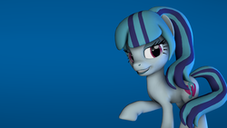 Size: 1920x1080 | Tagged: safe, artist:majorrainbow, sonata dusk, earth pony, pony, g4, 3d, bedroom eyes, female, looking at you, ponified, raised hoof, simple, solo, source filmmaker