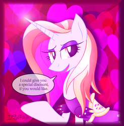 Size: 1962x1991 | Tagged: safe, artist:iflysna94, sassy saddles, g4, bedroom eyes, bronybait, clothes, dialogue, female, heart, looking at you, raised hoof, signature, solo