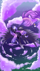 Size: 2520x4500 | Tagged: safe, artist:xkittyblue, oc, oc only, oc:midnight wish, pegasus, pony, cloud, cloudy, flying, solo