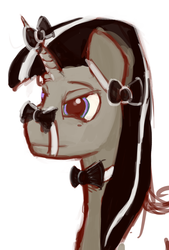 Size: 840x1239 | Tagged: safe, artist:silvman, oc, oc only, pony, unicorn, bowtie, solo, wtf