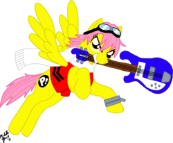 Size: 900x742 | Tagged: artist needed, safe, flcl, guitar, haruhara haruko, ponified