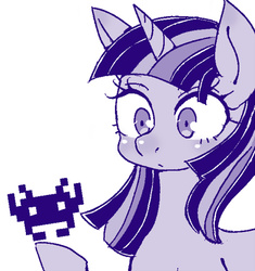Size: 423x450 | Tagged: safe, artist:divided-s, twilight sparkle, g4, monochrome, space invaders, taito
