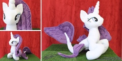 Size: 990x495 | Tagged: safe, artist:fishpishstudios, rarity, hippocampus, merpony, g4, irl, photo, plushie, race swap, solo