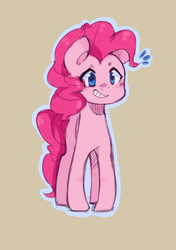 Size: 1024x1453 | Tagged: safe, artist:pinapplekid, pinkie pie, earth pony, pony, g4, cute, diapinkes, female, happy, mare, simple background, smiling, solo, tan background