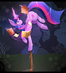 Size: 1800x2000 | Tagged: safe, artist:umimizunone, twilight sparkle, alicorn, pony, g4, balancing, book, female, mare, reading, solo, twilight sparkle (alicorn)