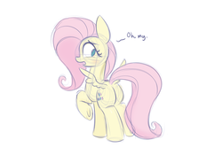 Size: 900x600 | Tagged: safe, artist:heir-of-rick, fluttershy, g4, blushing, butt, butt wings, female, plot, sketch, solo