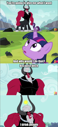 Size: 640x1388 | Tagged: safe, lord tirek, twilight sparkle, alicorn, pony, g4, twilight's kingdom, dragon ball, dragonball z abridged, imperfect cell, meme