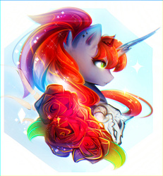 Size: 971x1051 | Tagged: safe, artist:koveliana, oc, oc only, oc:koveliana, alicorn, pony, alicorn oc, chromatic aberration, color porn, solo