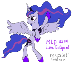 Size: 592x517 | Tagged: safe, artist:xbi, princess luna, pony, g4, luna eclipsed, female, ms paint, rearing, simple background, solo, trace