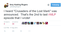 Size: 630x346 | Tagged: safe, crusaders of the lost mark, g4, amy keating rogers, text, twitter