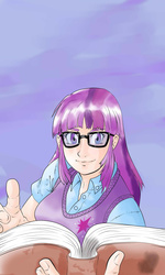 Size: 1152x1920 | Tagged: safe, artist:knight-alui, twilight sparkle, human, g4, book, female, glasses, humanized, solo