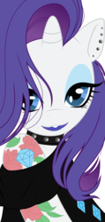Size: 2163x4559 | Tagged: safe, artist:tyler611, rarity, semi-anthro, g4, female, goth, gothic, gothity, simple background, solo, tattoo, transparent background