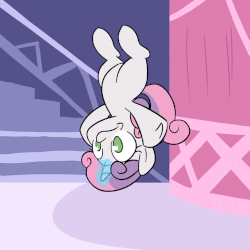Size: 796x796 | Tagged: safe, artist:alskylark, sweetie belle, pony, unicorn, g4, animated, female, filly, levitation, magic, self-levitation, solo, sweetie belle's magic brings a great big smile, telekinesis, wrong magic color