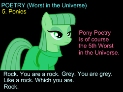 Size: 1052x789 | Tagged: safe, artist:bronybarn, maud pie, g4, 42, black background, don't panic, female, hitchhiker's guide to the galaxy, poetry, simple background, solo, vogon poetry