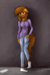 Size: 1906x2868 | Tagged: safe, artist:marsminer, oc, oc only, oc:venus spring, anthro, plantigrade anthro, clothes, female, smiling, solo