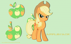 Size: 2560x1600 | Tagged: safe, artist:alicehumansacrifice0, artist:stabzor, applejack, g4, cutie mark, smirk, vector, wallpaper