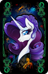Size: 1247x1920 | Tagged: safe, artist:rariedash, part of a set, rarity, g4, card, female, playing card, profile, queen, queen of clubs, solo