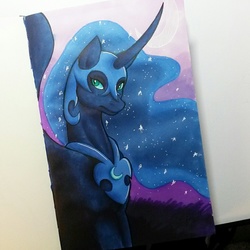 Size: 1280x1280 | Tagged: safe, artist:skyeterri, nightmare moon, g4, female, markers, photo, solo, traditional art