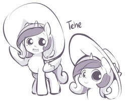 Size: 850x706 | Tagged: safe, artist:ende26, princess cadance, g4, blushing, cute, cutedance, daaaaaaaaaaaw, ende will be the end of us, female, filly, hat, hnnng, looking at you, monochrome, open mouth, oversized hat, sketch, smiling, solo, younger