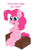 Size: 224x345 | Tagged: safe, artist:lockheart, pinkie pie, g4, cardboard box, cute, cutie box, diapinkes, female, flockmod, palindrome get, simple background, sitting, solo, text, white background