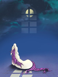 Size: 700x924 | Tagged: safe, artist:denine thode, rarity, g4, female, night, sleepy, solo