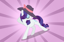 Size: 5192x3402 | Tagged: dead source, safe, artist:owlisun, rarity, pony, unicorn, g4, rarity investigates, absurd resolution, female, hat, mare, pose, solo, sunburst background, vector