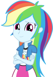 Size: 6588x9504 | Tagged: safe, artist:cool77778, edit, vector edit, rainbow dash, equestria girls, g4, my little pony equestria girls, absurd resolution, clothes, crossed arms, cute, dashabetes, female, long hair, looking at you, simple background, skirt, solo, transparent background, vector
