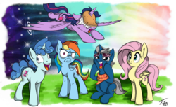 Size: 1024x628 | Tagged: safe, artist:tsitra360, artist:zeepaarden, fashion plate, fluttershy, party favor, rainbow dash, twilight sparkle, alicorn, pegasus, pony, unicorn, canterlot boutique, castle sweet castle, g4, make new friends but keep discord, season 5, tanks for the memories, the cutie map, :i, colored, crossing the memes, do i look angry, faic, fashion reaction, female, flying, frown, i didn't listen, i'm pancake, lineart, male, mare, meme, pancakes, stallion, twilight sparkle (alicorn), we bought two cakes