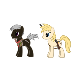 Size: 830x650 | Tagged: safe, artist:salted pingas, oc, oc only, oc:break action, oc:rusty ratchet, earth pony, pony, fallout equestria, fallout equestria: sweet child of mine, gun, neckerchief, pzh-43, shotgun, simple background, toolbelt, tools, transparent background, vector, weapon