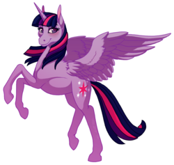 Size: 1004x953 | Tagged: safe, artist:pocki07, twilight sparkle, alicorn, pony, g4, female, mare, rearing, simple background, solo, spread wings, transparent background, twilight sparkle (alicorn)