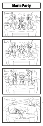 Size: 654x1920 | Tagged: safe, artist:thattagen, princess celestia, princess luna, twilight sparkle, alicorn, pony, g4, 4koma, comic, couch, female, mare, monochrome, newbie artist training grounds, sketch, twilight sparkle (alicorn), video game