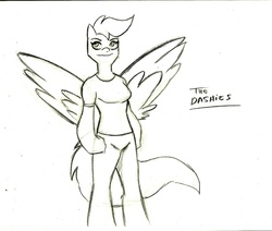 Size: 2001x1700 | Tagged: safe, scootaloo, anthro, g4, female, monochrome, older, sketch, solo, the dashies
