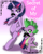 Size: 640x800 | Tagged: safe, artist:jurisalis, spike, twilight sparkle, alicorn, pony, g4, bipedal, female, mare, moustache, pixiv, twilight sparkle (alicorn)