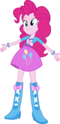 Size: 3994x8192 | Tagged: safe, artist:mewtwo-ex, pinkie pie, equestria girls, g4, .ai available, absurd resolution, boots, clothes, female, long hair, simple background, skirt, solo, spread arms, transparent background, vector, wristband
