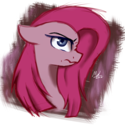 Size: 1280x1280 | Tagged: safe, artist:myralilth, pinkie pie, g4, female, frown, grumpy, pinkamena diane pie, portrait, profile, simple background, solo, transparent background