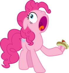 Size: 4000x4253 | Tagged: safe, artist:jeatz-axl, pinkie pie, canterlot boutique, g4, absurd resolution, cupcake, female, hoopla pie, open mouth, ponyscape, simple background, solo, tongue out, transparent background, vector