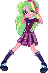 Size: 3001x4500 | Tagged: dead source, safe, artist:xebck, lemon zest, equestria girls, g4, my little pony equestria girls: friendship games, bowtie, clothes, crystal prep academy, crystal prep shadowbolts, eyeshadow, female, headphones, high res, looking at you, makeup, pleated skirt, school uniform, simple background, skirt, solo, transparent background, vector